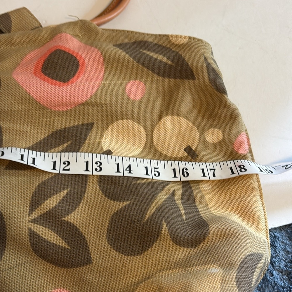 GAP PINK/PEACH/TAN/BROWN CANVAS BAG VEGAN LEATHER HANDLES ADORABLE PRELOVED - Picture 7 of 8